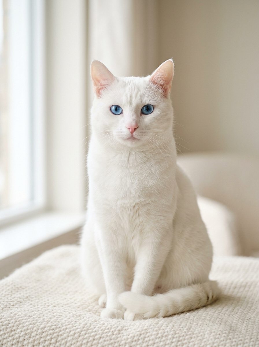 Luna, a white cat